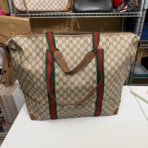 Vintage Gucci | Sherry GG Monogram Travel Weekender Bag - Picture 4 of 11